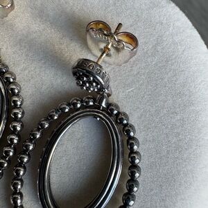 Silver Beaded Hoop Earrings